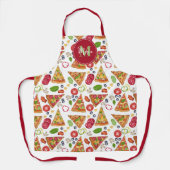 Waterverf Pizza Slices Patroon Italiaans Monogram Schort (Voorkant)