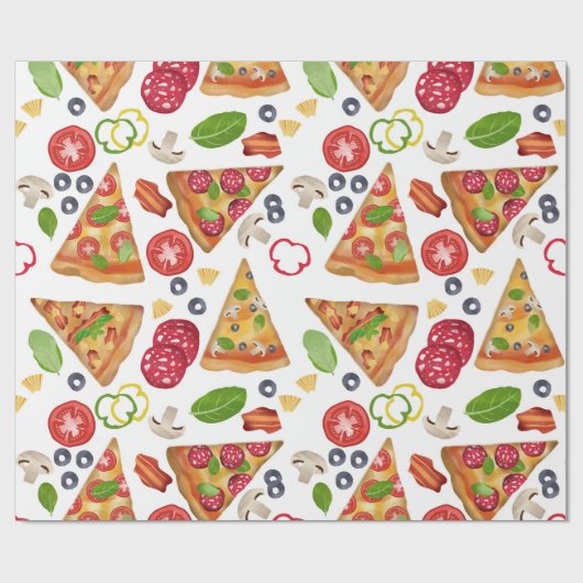 Waterverf Pizza Slices Pattern Cadeaupapier (Vlak)