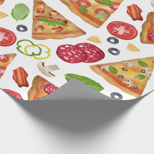Waterverf Pizza Slices Pattern Cadeaupapier (Hoek)