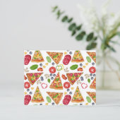 Waterverf Pizza Slices Pattern Feestdagenkaart (Staand voorkant)