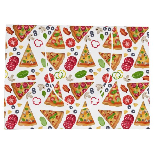 Waterverf Pizza Slices Pattern Groot Cadeauzakje (Achterkant)