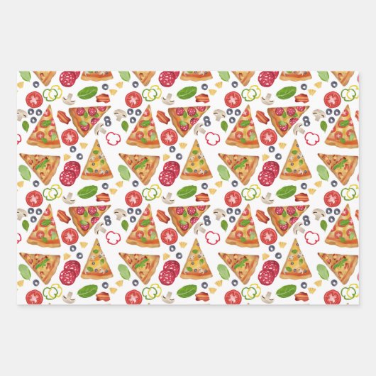 Waterverf Pizza Slices Pattern Inpakpapier Vel (Voorkant)