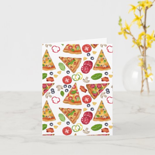 Waterverf Pizza Slices Pattern Kaart (Gele Bloem)