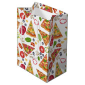 Waterverf Pizza Slices Pattern Medium Cadeauzakje (Achterkant Gekanteld)