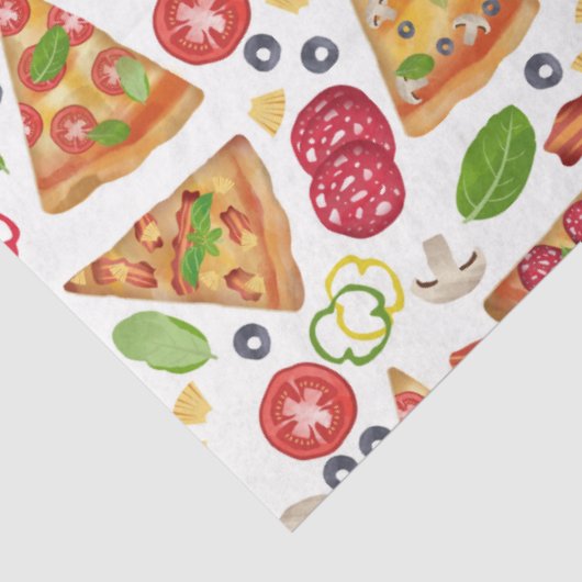 Waterverf Pizza Slices Pattern Tissuepapier (Detail)
