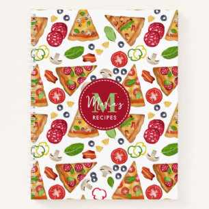 Waterverf Pizza Sneden Patroon Italiaans Recept Notitieboek
