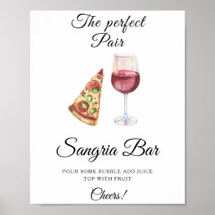 Waterverf Pizza Wine Vrijgezellenfeest Sangria bar Poster