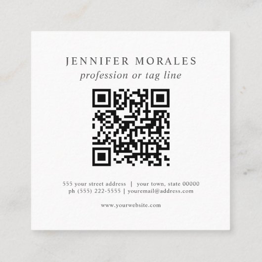 Waterverf Plaid Blauwgroen Bruin Tan Aqua QR CODE Vierkante Visitekaartje (Achterkant)