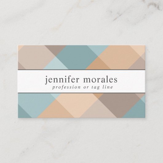 Waterverf Plaid Blauwgroen Bruin Tan Aqua Visitekaartje (Voorkant)