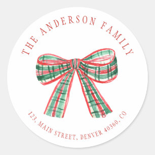 Waterverf plaid boog terugkeer adres label