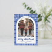 Waterverf Plaid Christmas Custom Arch 3 Foto Feestdagenkaart (Staand voorkant)