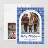 Waterverf Plaid Christmas Custom Arch 3 Foto Feestdagenkaart (Voorkant / Achterkant)