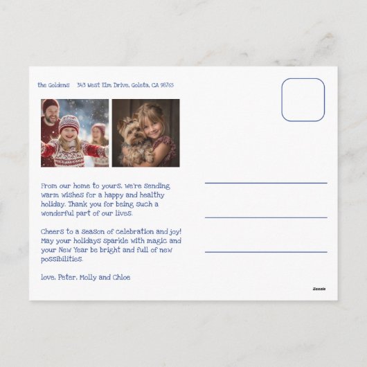 Waterverf Plaid Christmas Custom Arch 3 Foto Feestdagenkaart (Achterkant)