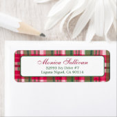 Waterverf Plaid Christmas CUSTOM Retouradres Etiket (Insitu)
