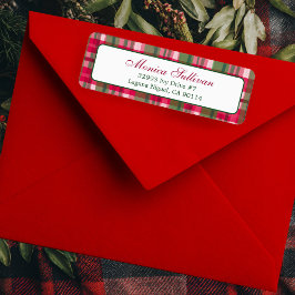 Waterverf Plaid Christmas CUSTOM Retouradres Etiket