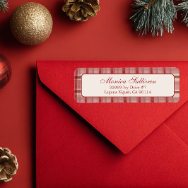 Waterverf Plaid Christmas CUSTOM Retouradres Etiket