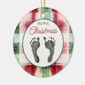Waterverf Plaid Eerste Kerst Uw Baby's Feet Keramisch Ornament (Links)
