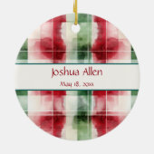 Waterverf Plaid Eerste Kerst Uw Baby's Feet Keramisch Ornament (Achterkant)