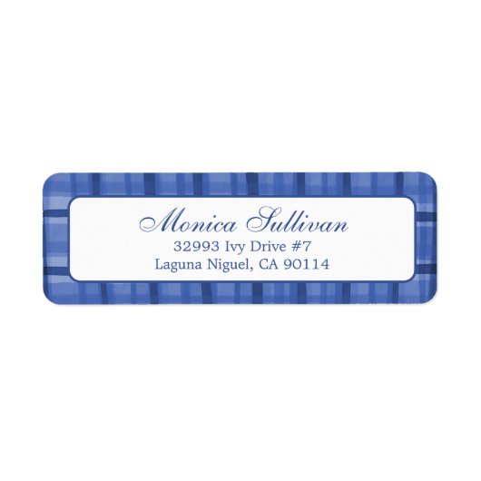 Waterverf Plaid Feestdagen CUSTOM Retouradres Etiket (Voorkant)