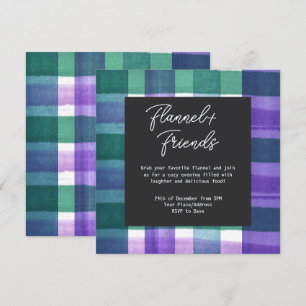 Waterverf Plaid Flannel & Friends Kerstfeest Kaart
