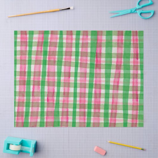 Waterverf Plaid Hand-Drawn Modern Rustic Preppy Tissuepapier (Craft)