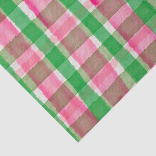 Waterverf Plaid Hand-Drawn Modern Rustic Preppy Tissuepapier (Detail)