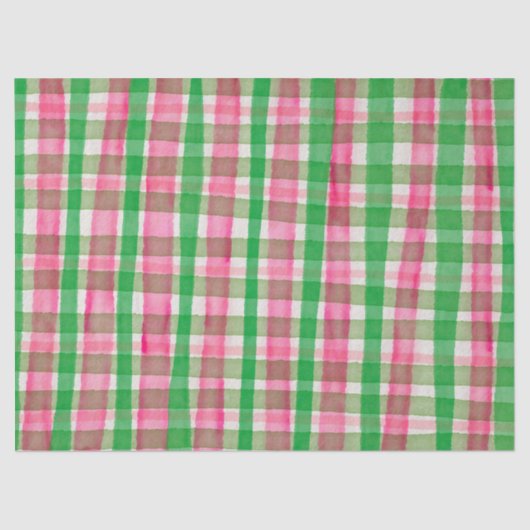 Waterverf Plaid Hand-Drawn Modern Rustic Preppy Tissuepapier (Voorkant)