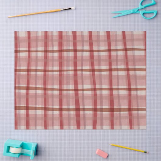 Waterverf Plaid Hand-Drawn Modern Rustic Preppy Tissuepapier (Craft)