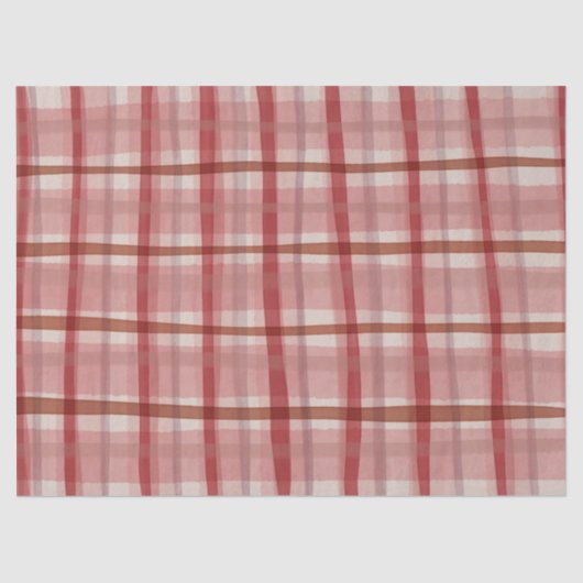 Waterverf Plaid Hand-Drawn Modern Rustic Preppy Tissuepapier (Voorkant)