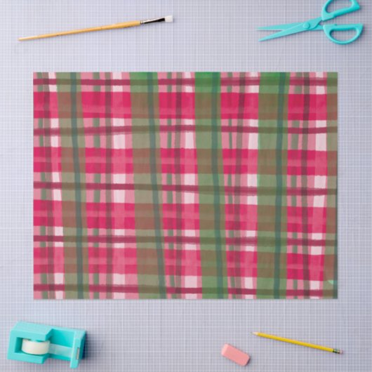 Waterverf Plaid Hand-Drawn Modern Rustic Preppy Tissuepapier (Craft)