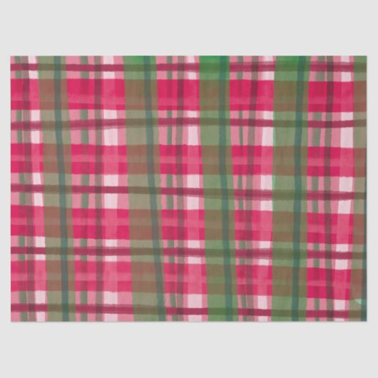 Waterverf Plaid Hand-Drawn Modern Rustic Preppy Tissuepapier (Voorkant)