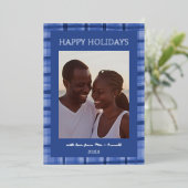 Waterverf Plaid Handgemaakte Custom Photo Hanukkah Folie Feestdagenkaart (Staand Voorkant)