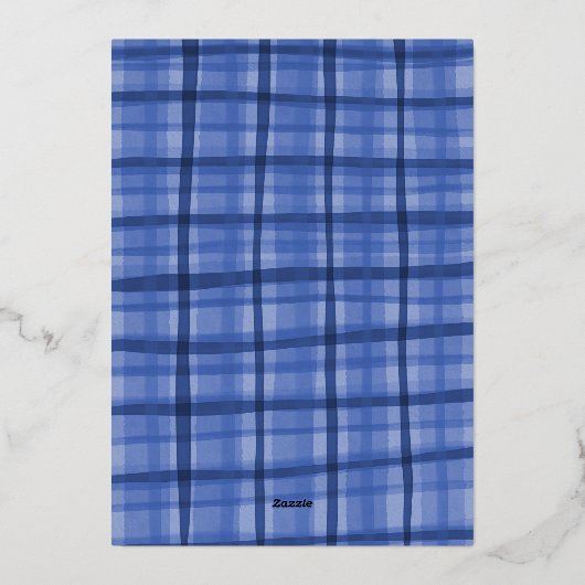 Waterverf Plaid Handgemaakte Custom Photo Hanukkah Folie Feestdagenkaart (Achterkant)