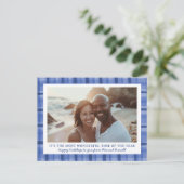 Waterverf Plaid Handgemaakte Kerst Custom 3 Foto Feestdagenkaart (Staand voorkant)