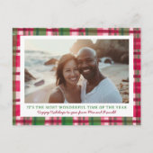 Waterverf Plaid Handgemaakte Kerst Custom 3 Foto Feestdagenkaart (Voorkant)