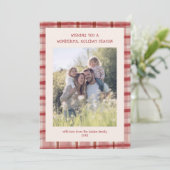 Waterverf Plaid Handgemaakte Kerst Custom 5 Foto Feestdagenkaart (Staand voorkant)