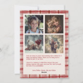 Waterverf Plaid Handgemaakte Kerst Custom 5 Foto Feestdagenkaart (Achterkant)