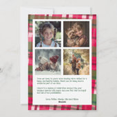 Waterverf Plaid Handgemaakte Kerst Custom 5 Foto Feestdagenkaart (Achterkant)