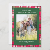 Waterverf Plaid Handgemaakte Kerst Custom 5 Foto Feestdagenkaart (Voorkant)