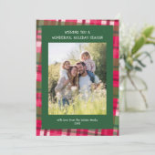 Waterverf Plaid Handgemaakte Kerst Custom 5 Foto Feestdagenkaart (Staand voorkant)