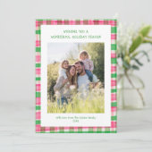 Waterverf Plaid Handgemaakte Kerst Custom 5 Foto Feestdagenkaart (Staand voorkant)