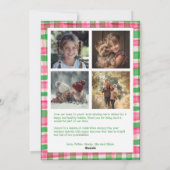 Waterverf Plaid Handgemaakte Kerst Custom 5 Foto Feestdagenkaart (Achterkant)