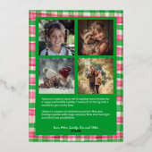 Waterverf Plaid Handgemaakte Kerst Custom 5 Foto Folie Feestdagenkaart (Achterkant)