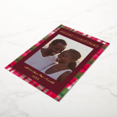 Waterverf Plaid Handgemaakte Kerst Custom Foto Folie Feestdagenkaart (Gedraaid)