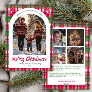 Waterverf Plaid Kerst Custom Arch 5 Foto Feestdagenkaart