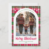 Waterverf Plaid Kerst Custom Arch 5 Foto Feestdagenkaart (Voorkant)