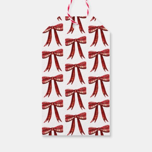 Waterverf Plaid Lint Krans Kerstmis Cadeaulabel (Achterkant)