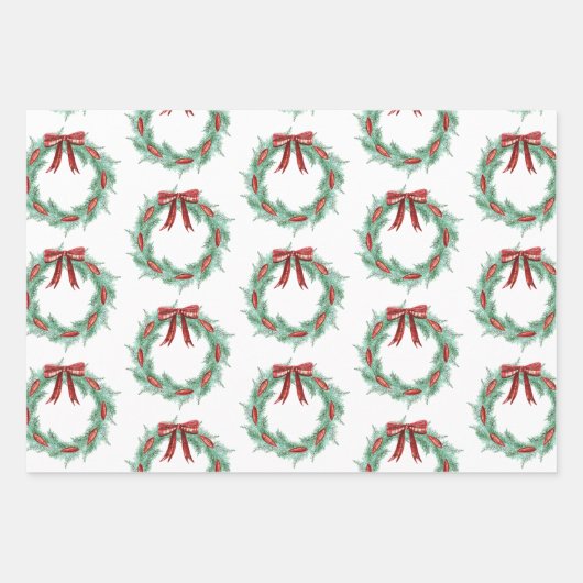 Waterverf Plaid Lint Krans Kerstmis Inpakpapier Vel (Voorkant 3)
