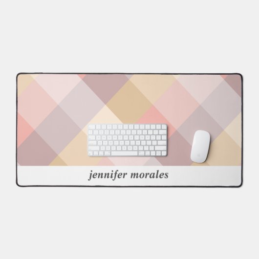 Waterverf Plaid Mauve Grijs Roze Crème MONOGRAM Bureaumat (Keyboard & Muis)