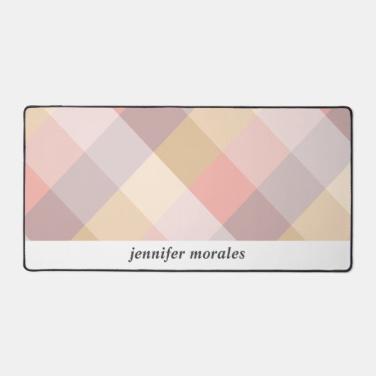 Waterverf Plaid Mauve Grijs Roze Crème MONOGRAM Bureaumat (Voorkant)